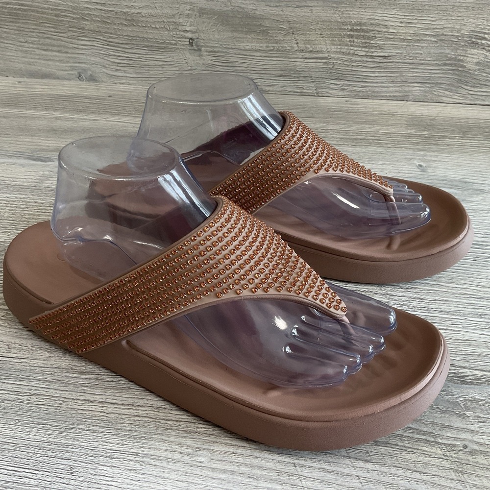 Crocs Getaway Gems Sexy Triangle Flip Latte Sandals 212335 Women's Size 10